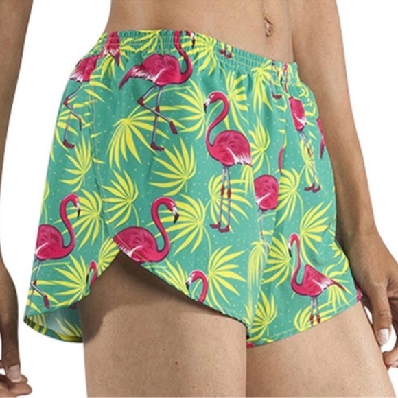B.O.A Boa Womens Stretch 1" Elite Split Printed Running Short - Picture 1 of 5